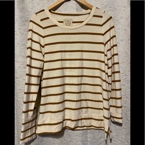 Chaser  Beige with Brown Striped Sweater